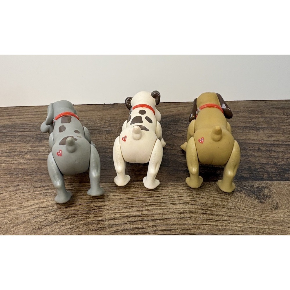 Lot Of 3 Vintage Pound Puppies Dog Poseable 3.75" Figures Gray White 1986 - Picture 3 of 6